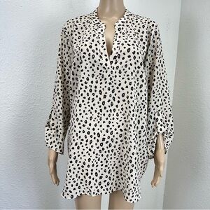Lush Blouse Women's 3X  Black White Animal Print Polyester Corpcore Secretary